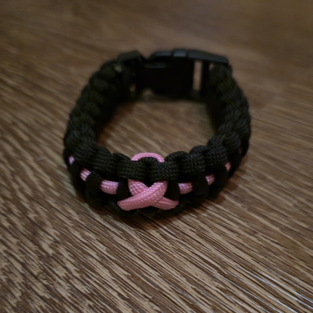 🛍 550 Cord Cancer Breast Cancer Bracelet Handmade Black Pink